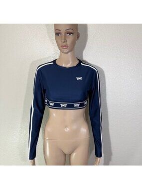 PXG Parsons Womens Blue Stretch Cropped Long Sleeve Golf Athletic Top Large L